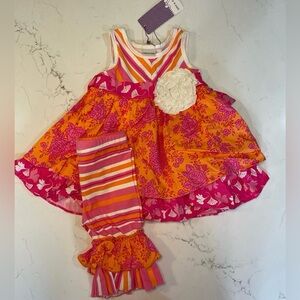 ✨2/$40✨ Adora Bay Vibrant Floral Dress and Leggings Set